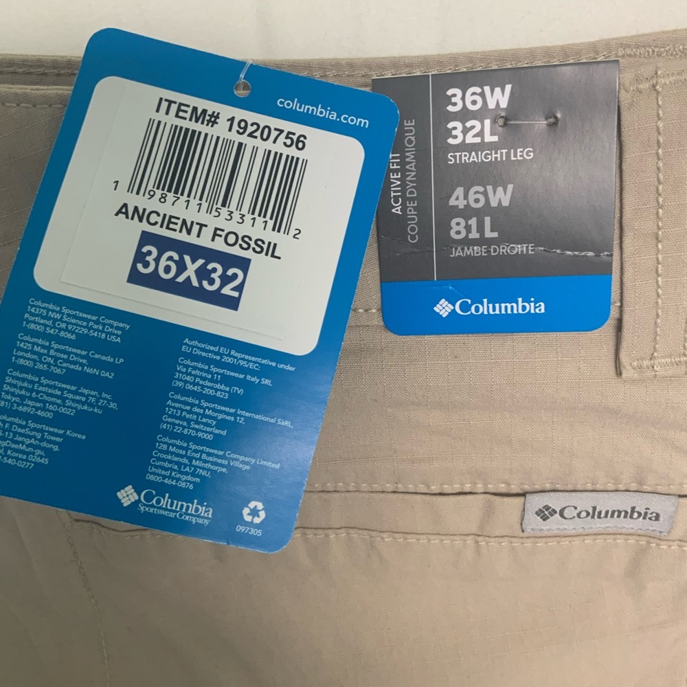Columbia Men's pants active fit straight leg 36wx32w new - Picture 3 of 7